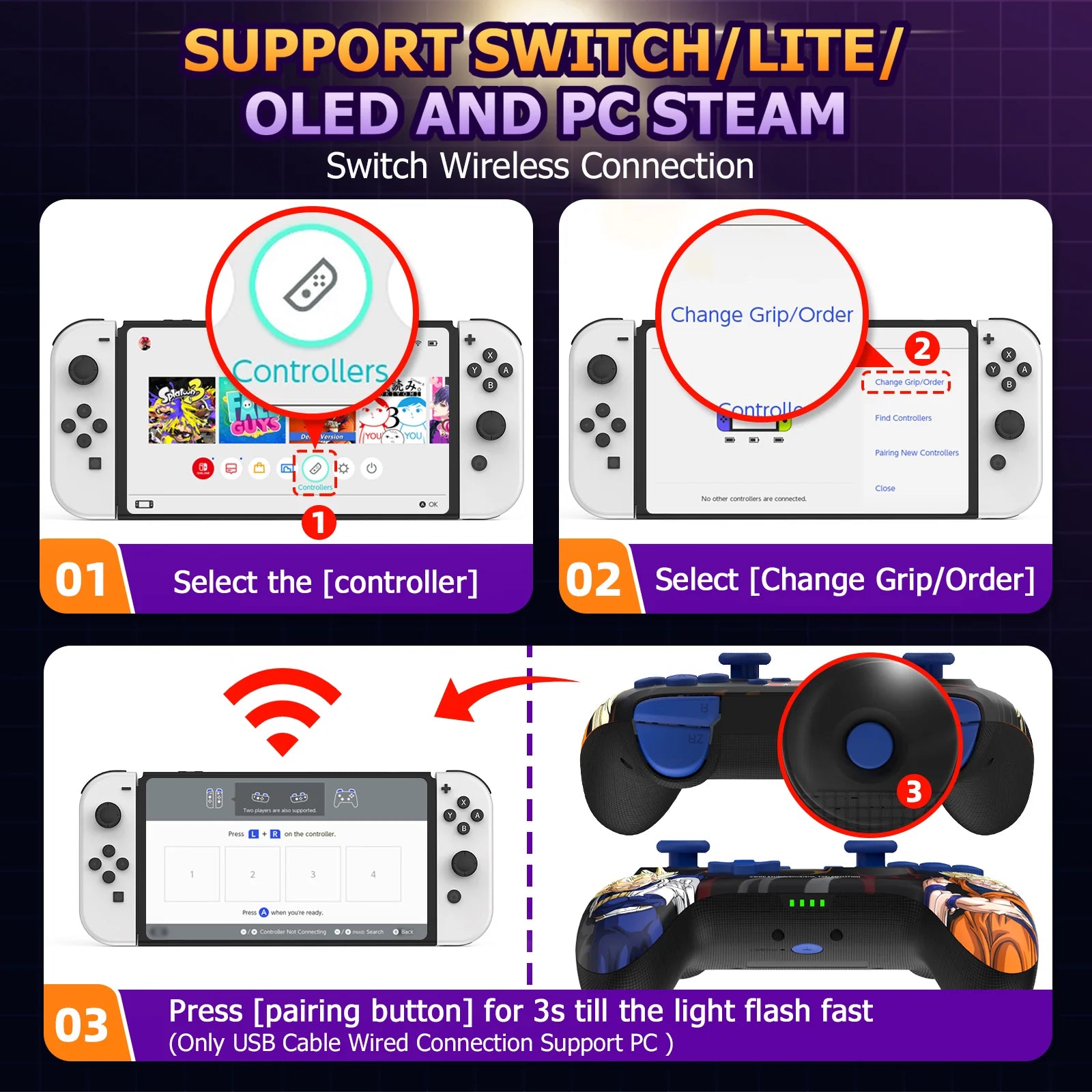 IINE DragonBall Z Vegeta Wireless Nintendo Controller