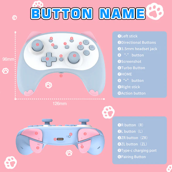 IINE Nintendo Switch Cartoon Kitten Controller Wireless (Orange)