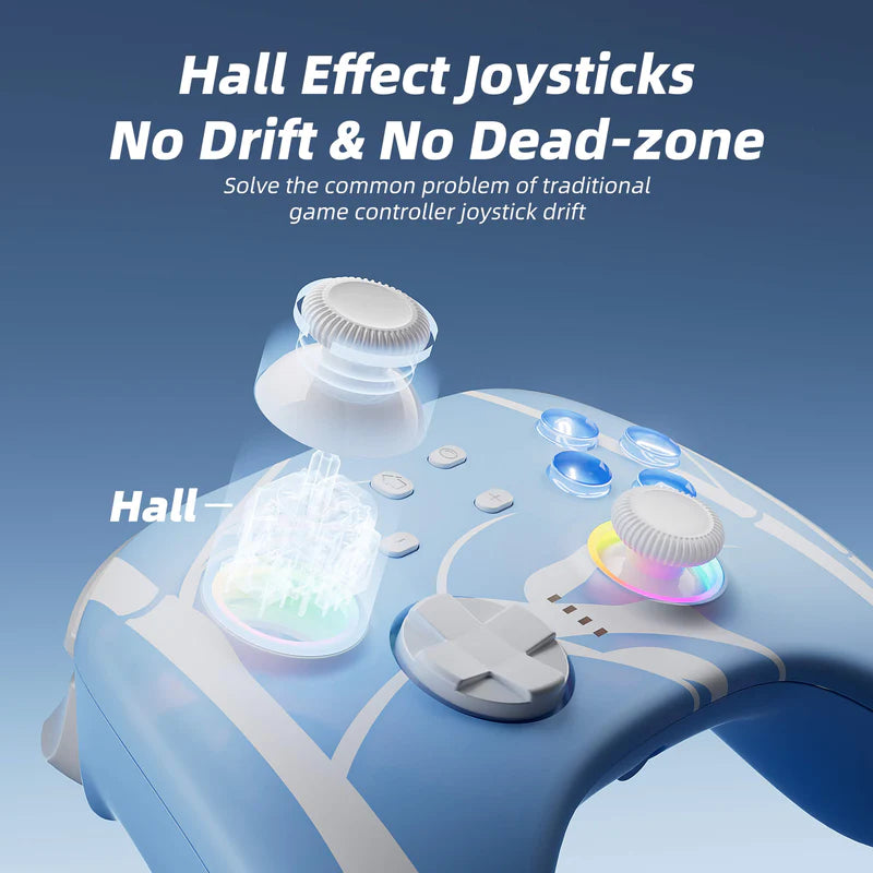 Mytrix Blau Wireless Nintendo Switch Pro Controller mit Hall Effect