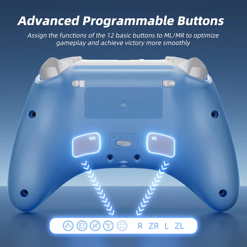 Mytrix Blau Wireless Nintendo Switch Pro Controller mit Hall Effect