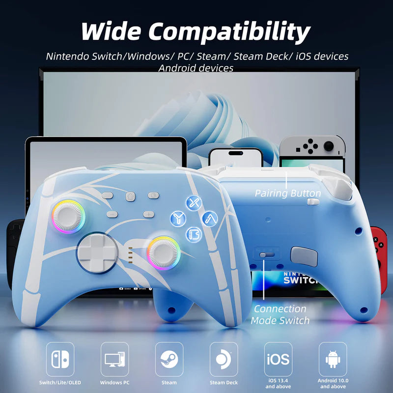 Mytrix Blau Wireless Nintendo Switch Pro Controller mit Hall Effect