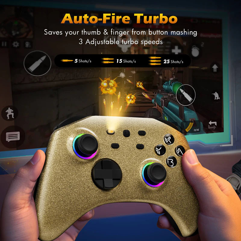 Mytrix Gold Glitter Pro Wireless RGB Nintendo/PC Controller