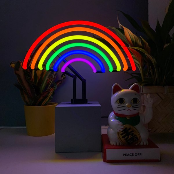Neon light decoration on concrete base "Rainbow"