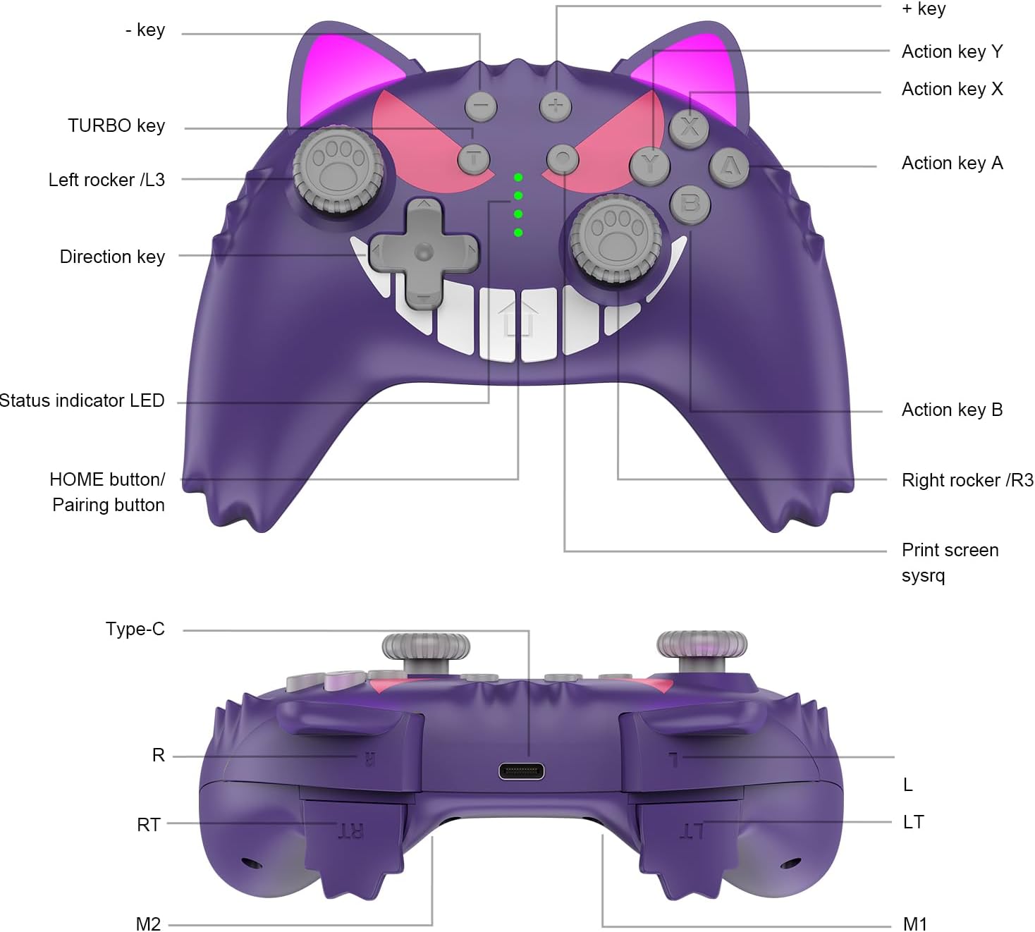 PowerLead "Purple Devil" Wireless Nintendo Switch Pro Controller