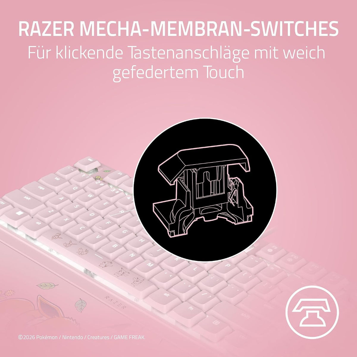 Razer Ornata V3 Tenkeyless Gaming Tastatur Pokémon Edition - Pink