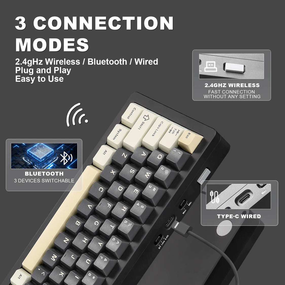 YUNZII AL71 Full Aluminum Mechanical Gaming Keyboard (Red)