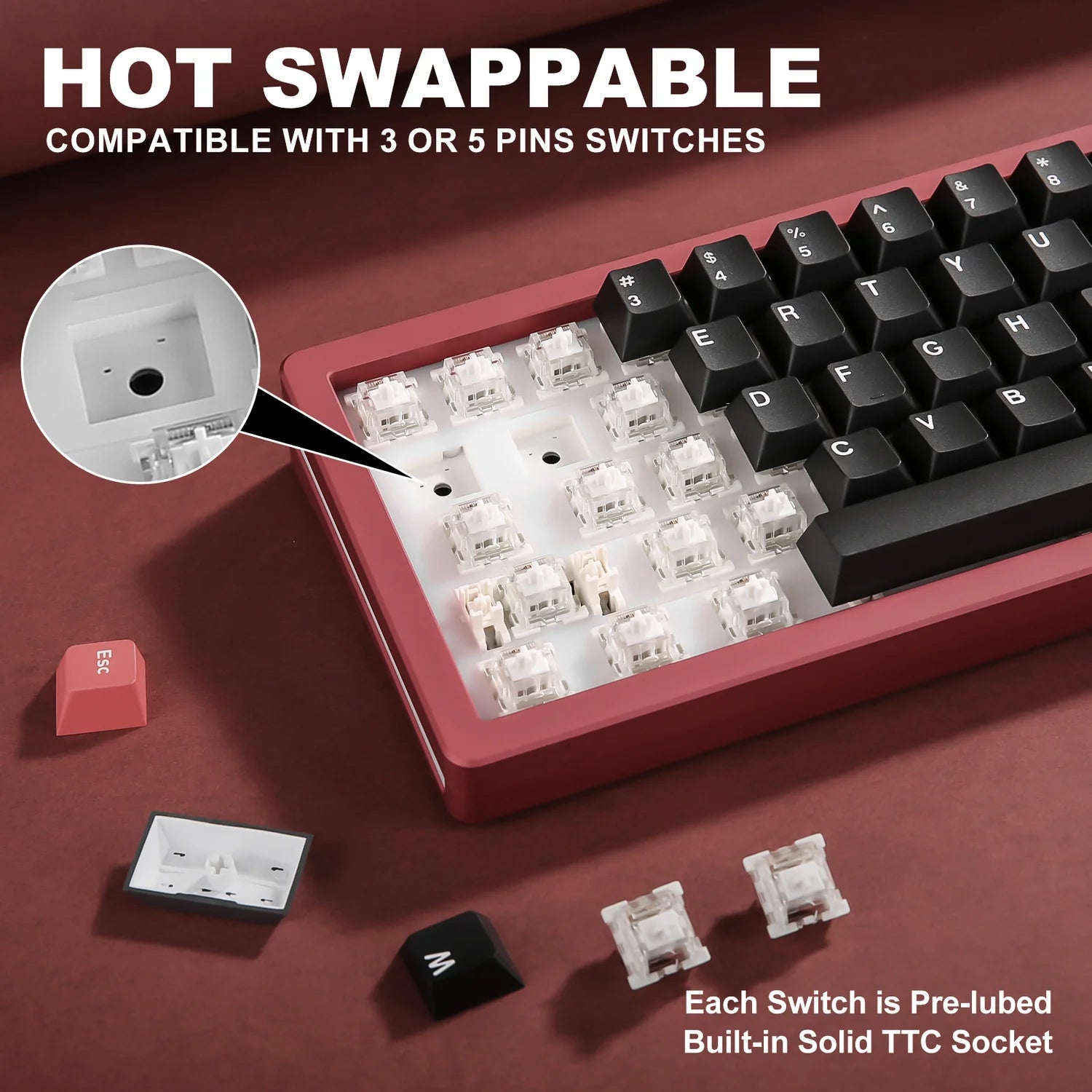 YUNZII AL71 Full Aluminum Mechanical Gaming Keyboard (Red)