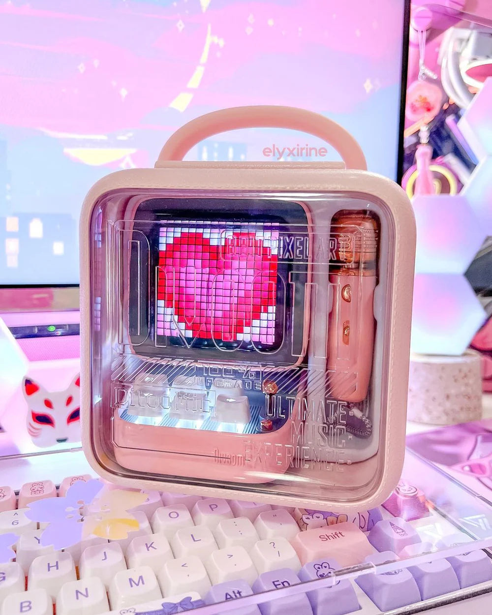 Divoom Ditoo-Mic Mini Karaoke Machine Pixel Art Bluetooth Speaker Pink