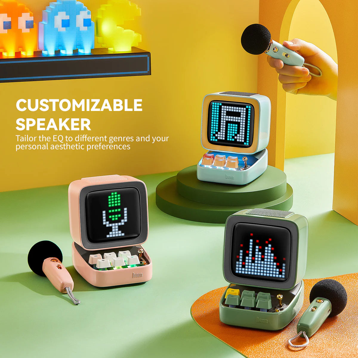 Divoom Ditoo-Mic Mini Karaoke Machine Pixel Art Bluetooth Speaker Pink