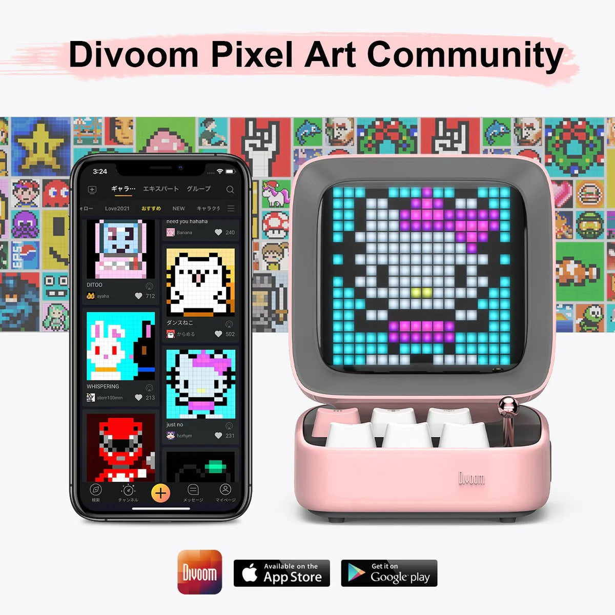 Divoom DitooPro Retro Pixel Art Speaker Pink