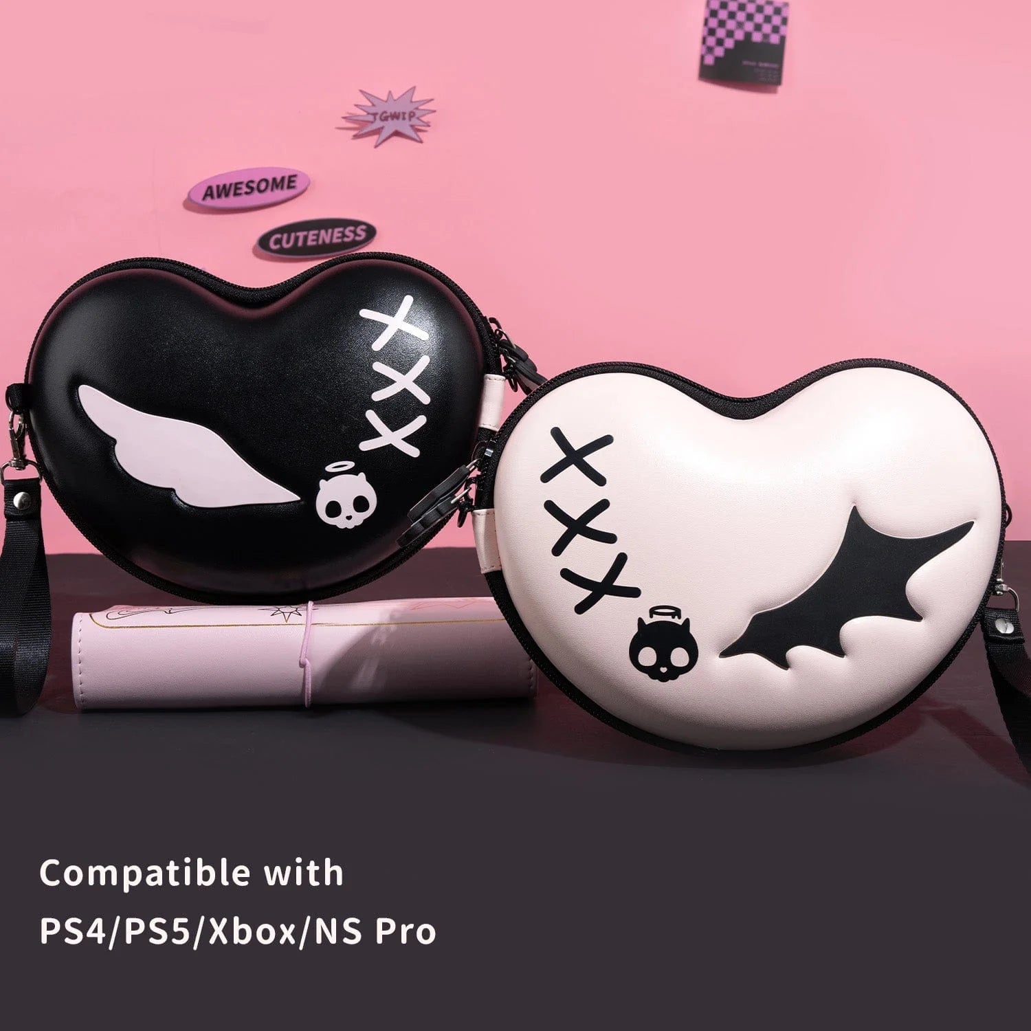 GeekShare "Pink Skull" Carrying Case for Gaming Controllers
