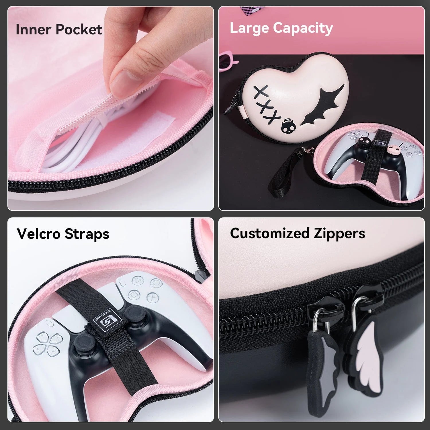 GeekShare "Pink Skull" Carrying Case for Gaming Controllers