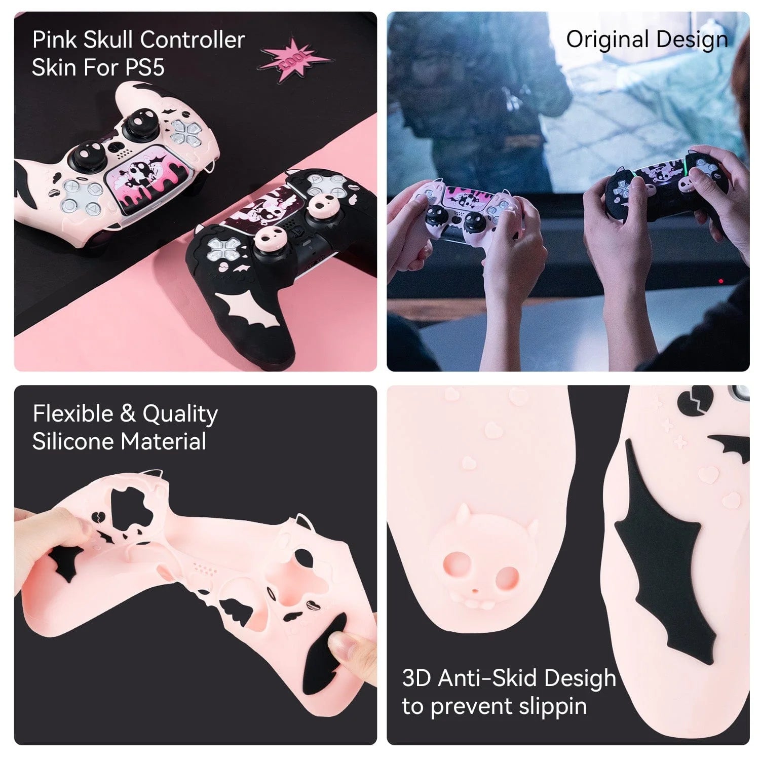 GeekShare "Pink Skull" PS5 Controller Skin