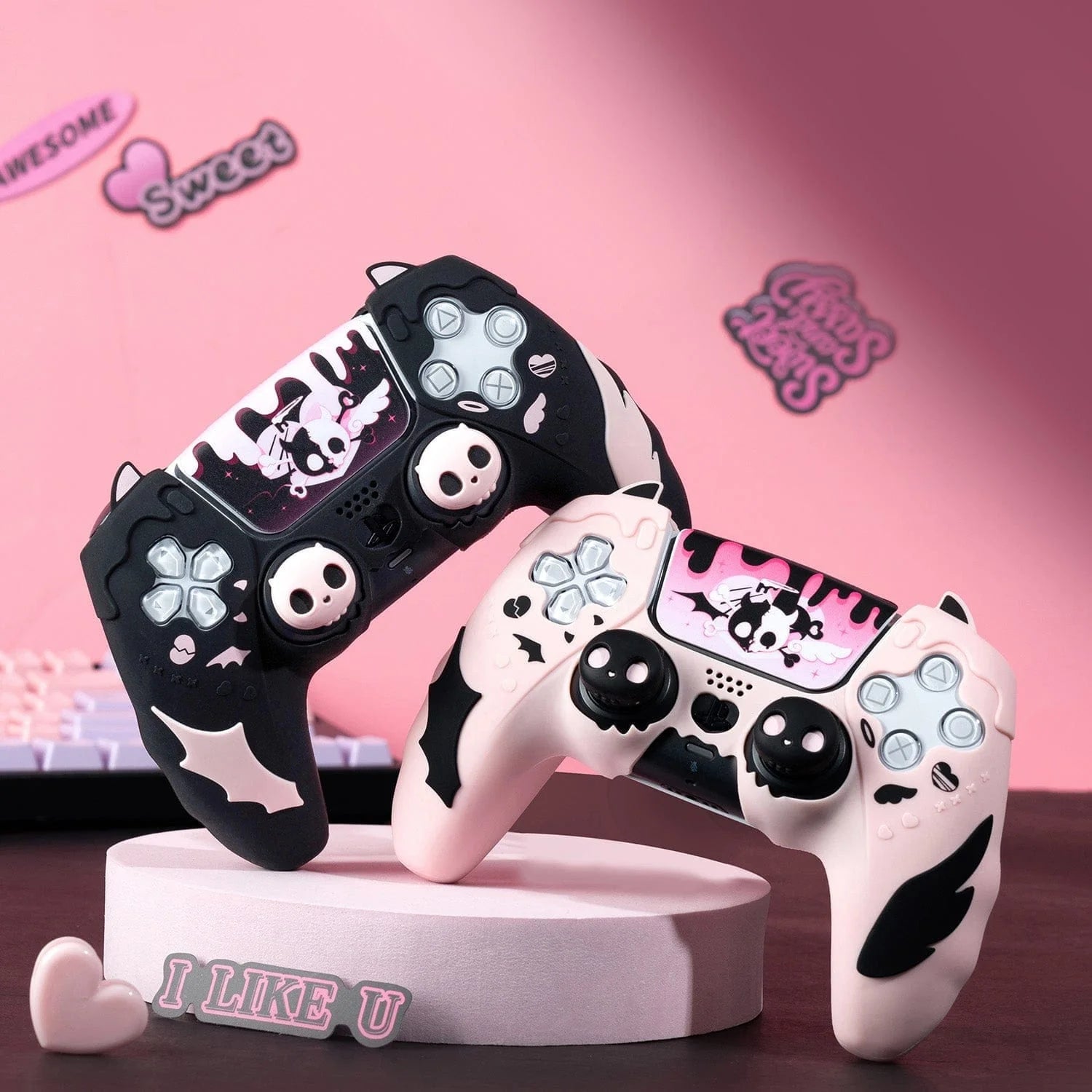 GeekShare "Pink Skull" PS5 Controller Skin