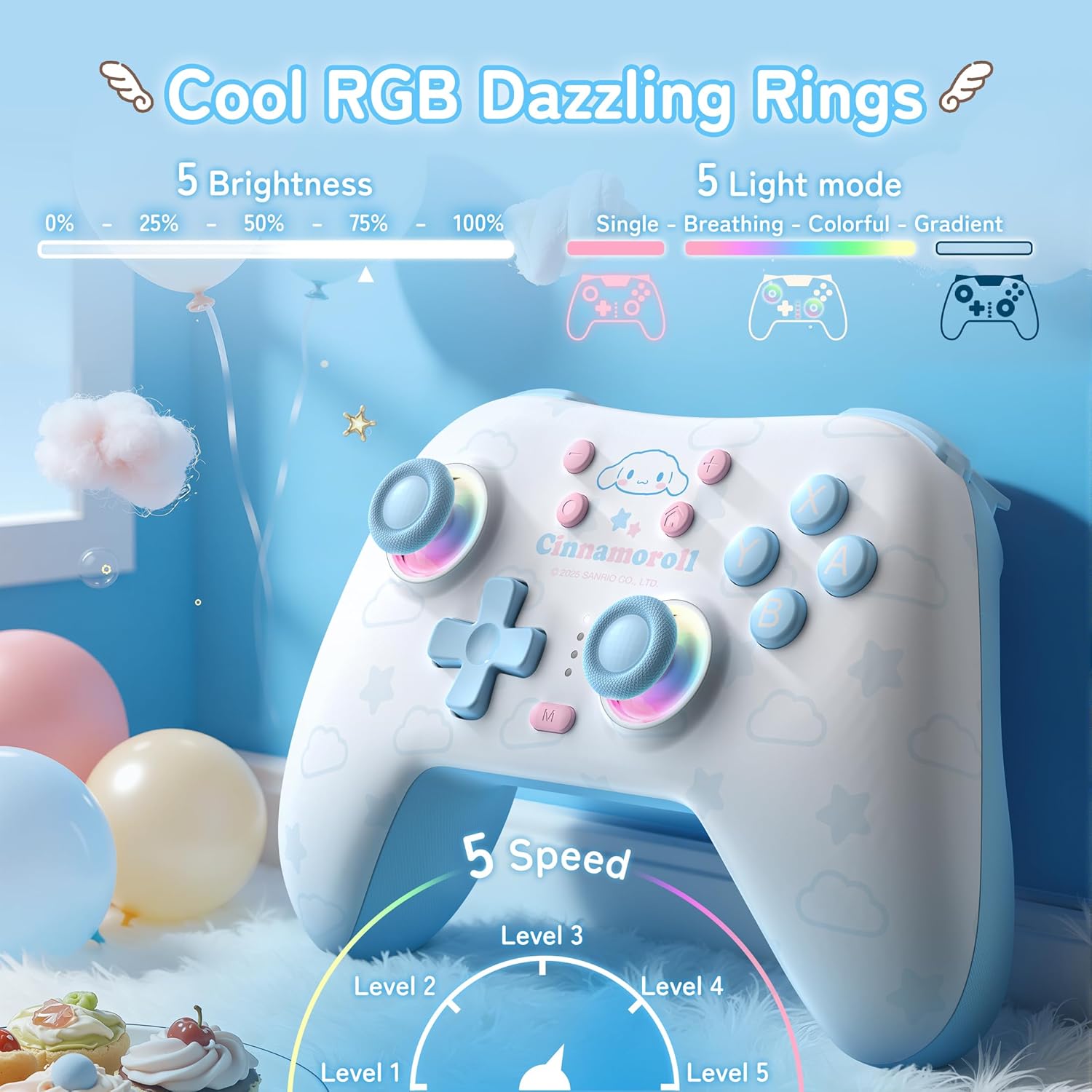 Geekshare Cinnamoroll Wireless Nintendo Controller