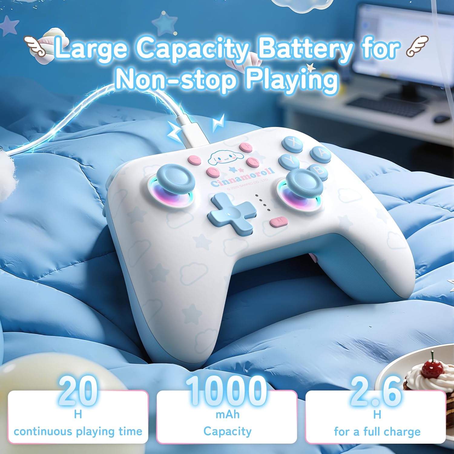 Geekshare Cinnamoroll Wireless Nintendo Controller