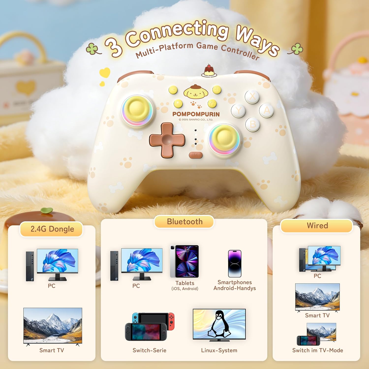 Geekshare Pompompurin Wireless Nintendo Controller