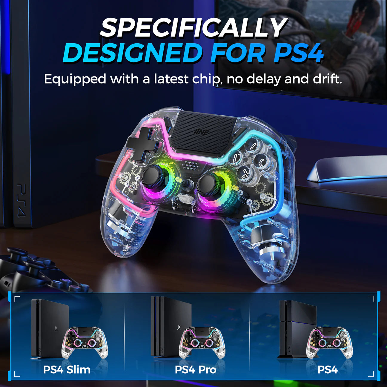 IINE Bastet Wireless Transparent PS4/Switch/PC/Controller