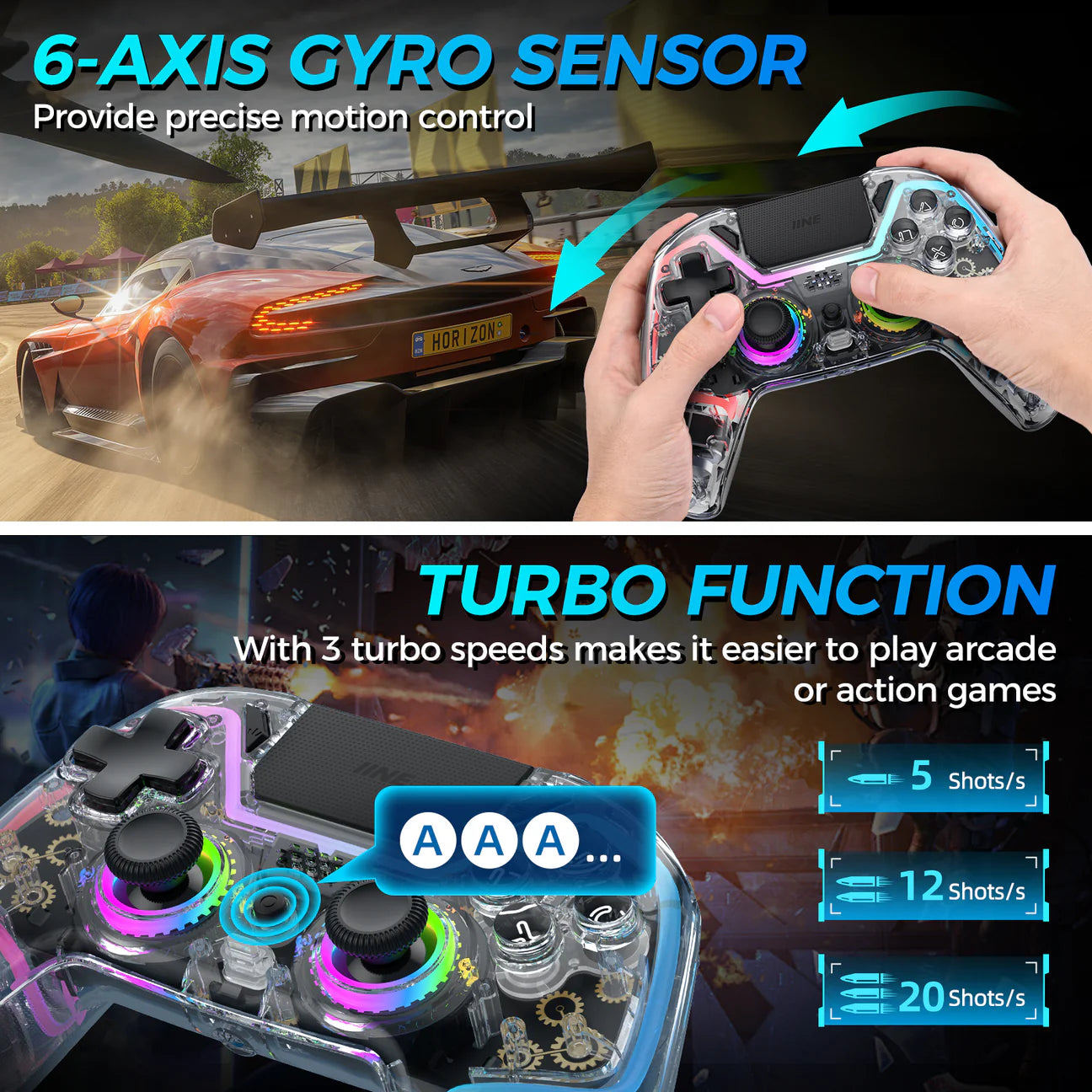 IINE Bastet Wireless Transparent PS4/Switch/PC/Controller