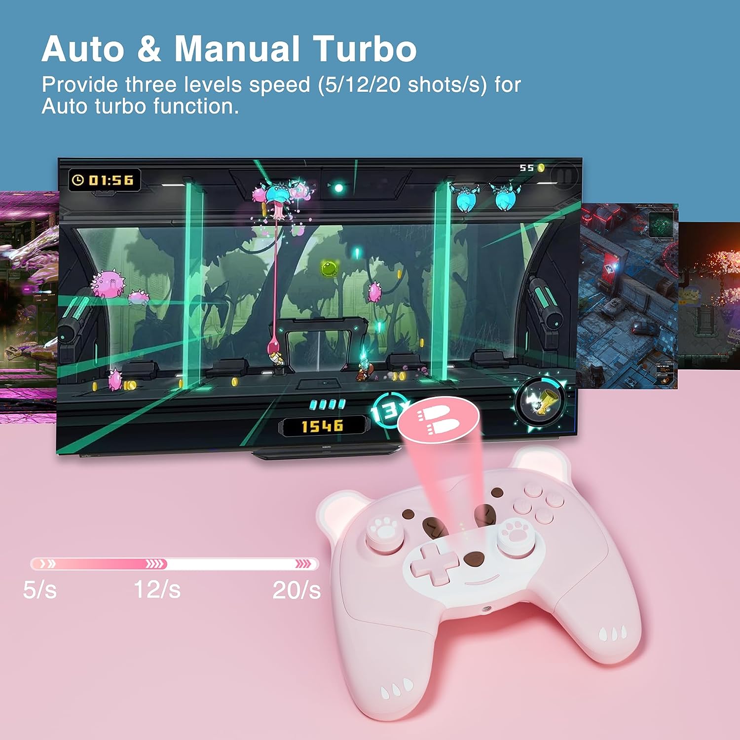 Mytrix Berry the Pink Bear Wireless Nintendo Switch Pro Controller