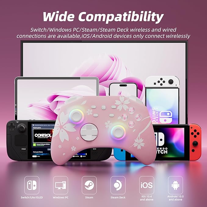Mytrix Sakura Rosa Wireless Nintendo Switch Hall-Effect Controller