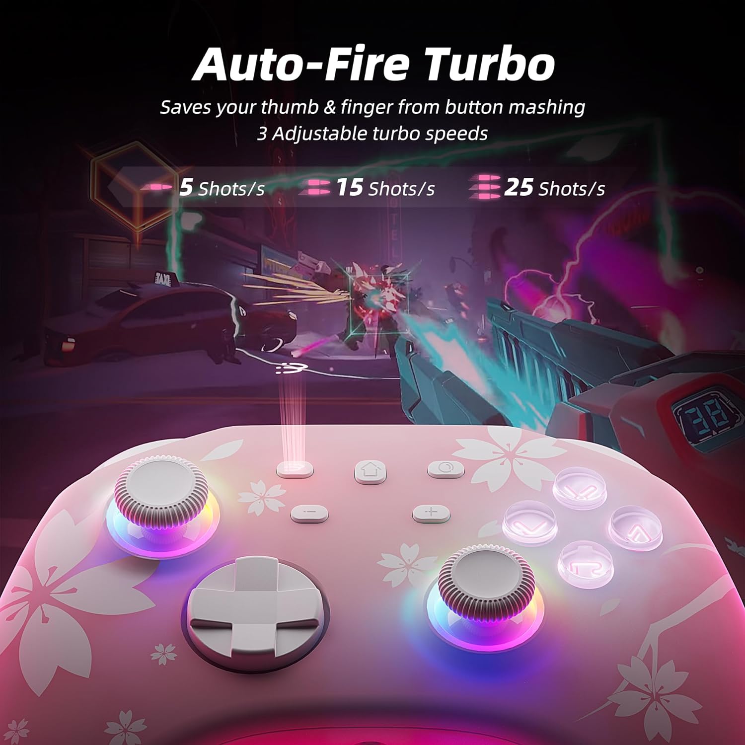 Mytrix Sakura Rosa Wireless Nintendo Switch Hall-Effect Controller