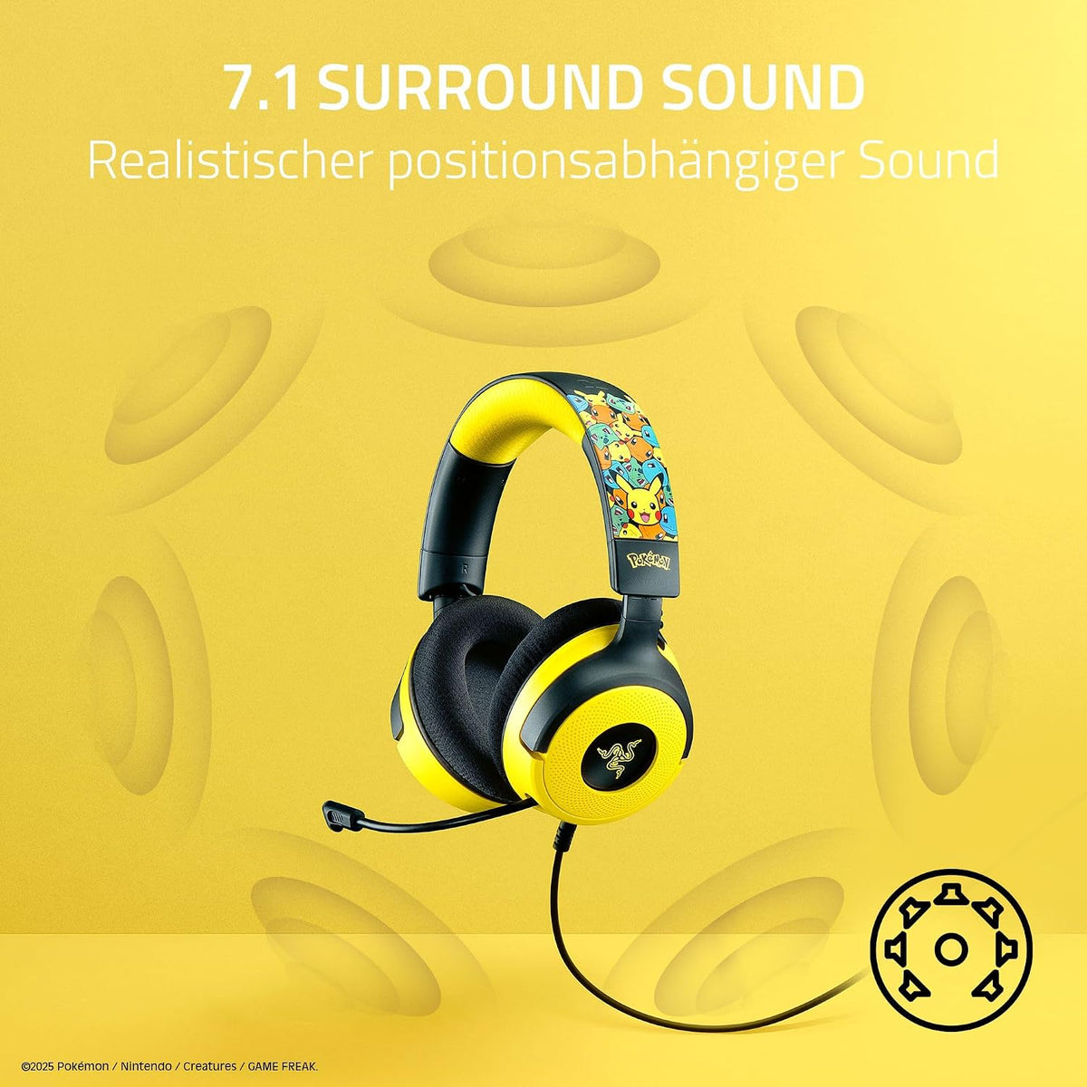 Razer Kraken V4 X Gaming Headset - Pokémon Edition Gelb