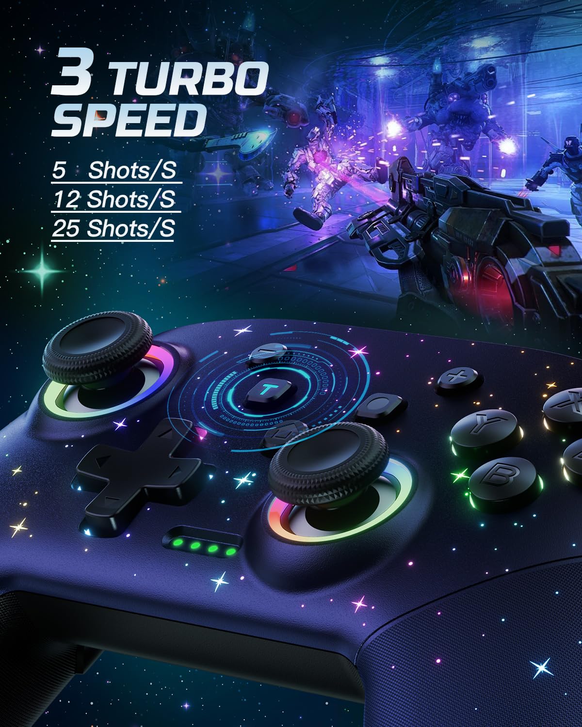 Voyee S08 Blue Star Sky Nintendo Switch Pro Wireless Controller