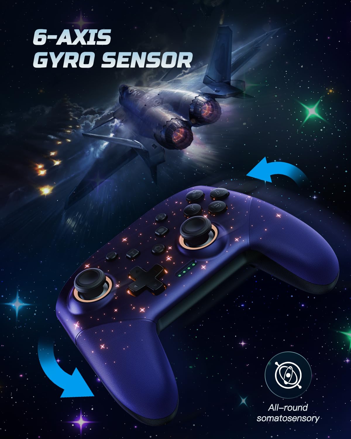 Voyee S08 Blue Star Sky Nintendo Switch Pro Wireless Controller