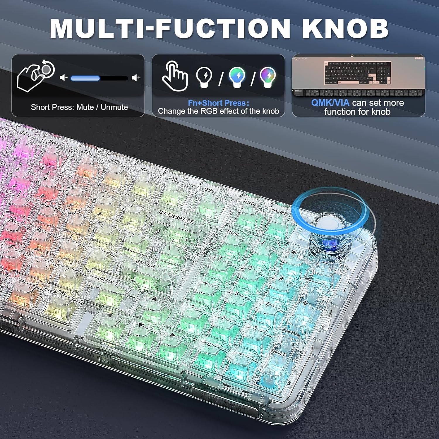 YUNZII X98 Transparent Wireless Mechanical Gaming Keyboard