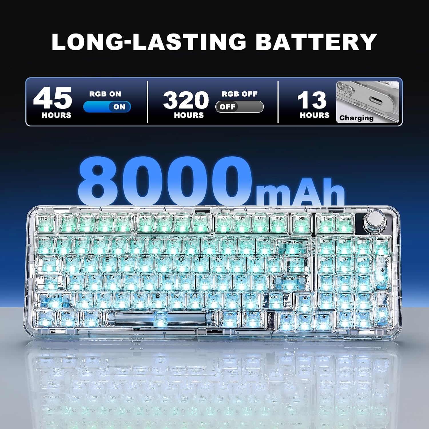 YUNZII X98 Transparent Wireless Mechanical Gaming Keyboard