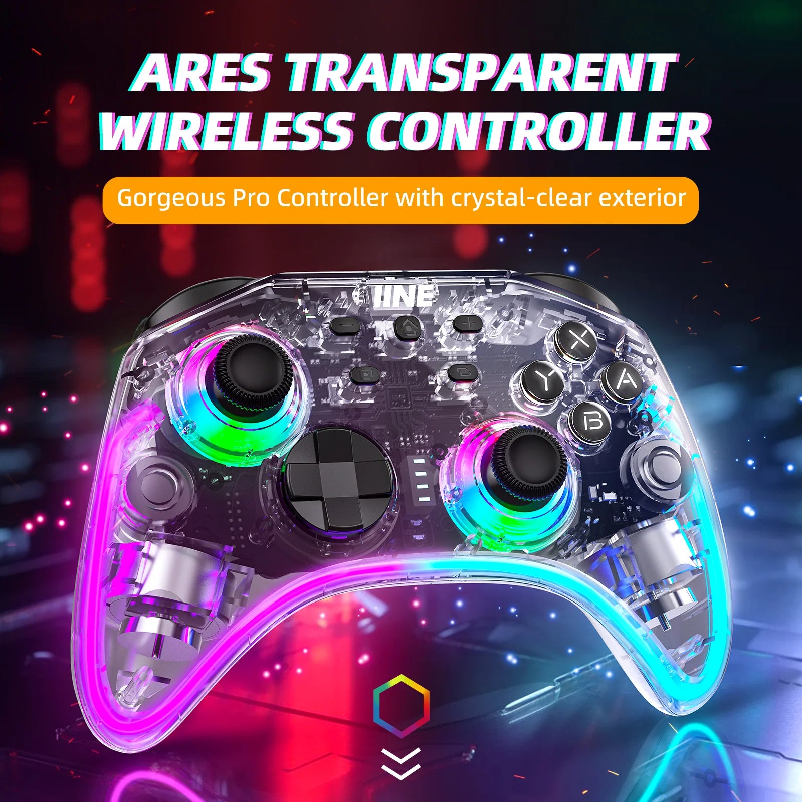 IINE Nintendo Switch Ares Transparent Wireless Controller