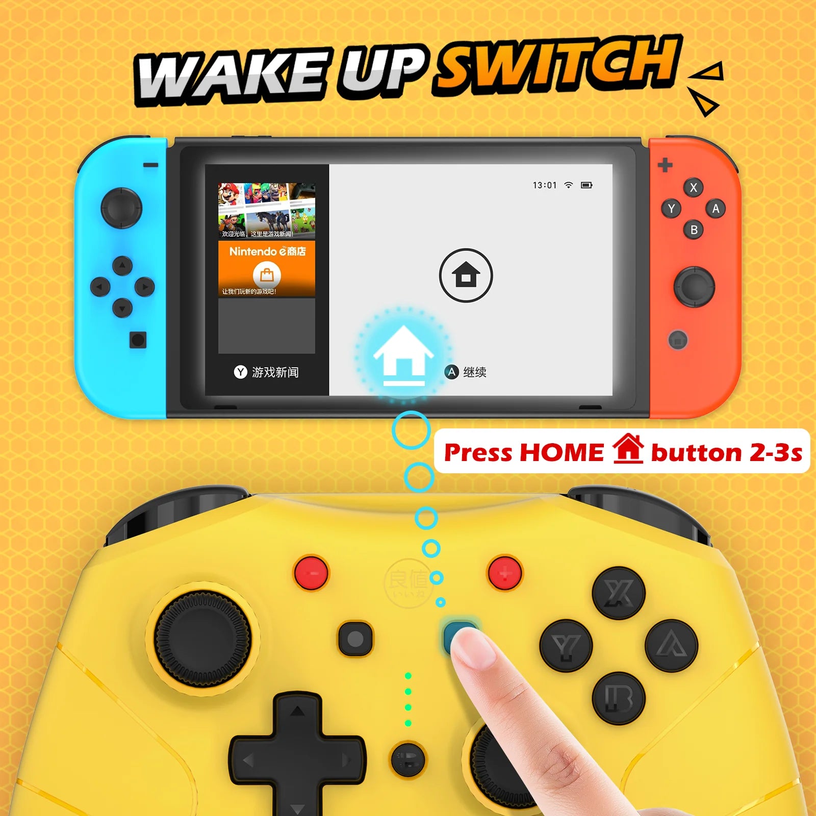 IINE Wireless Controller for Nintendo Switch (Yellow)