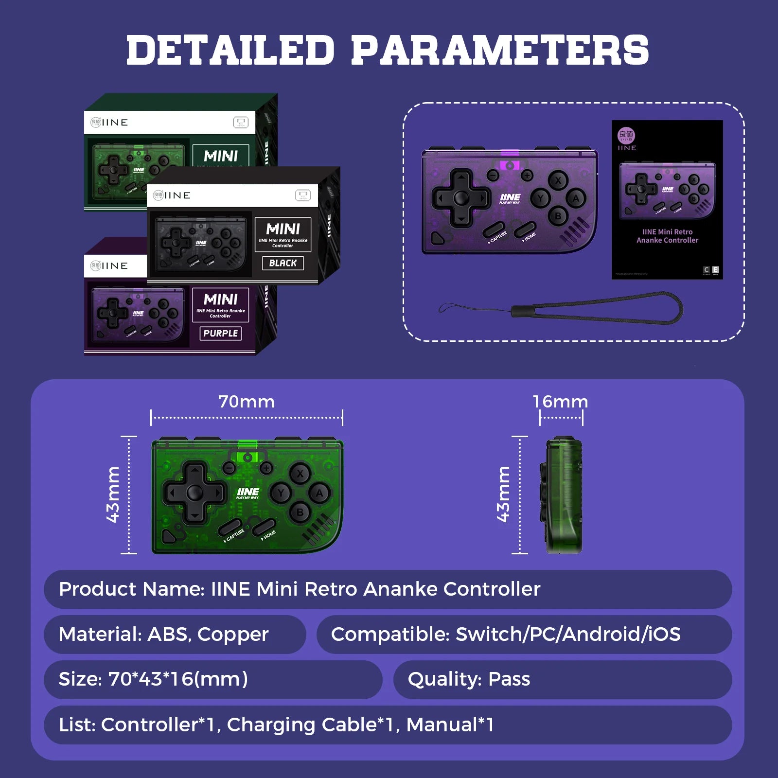 IINE Mini Retro Ananke Controller Schwarz