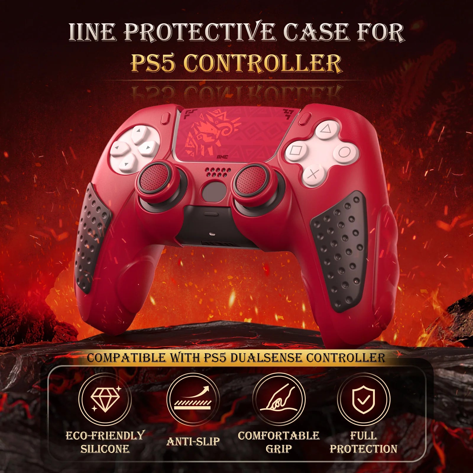 IINE "Red Dragon" PS5 Controller Skin