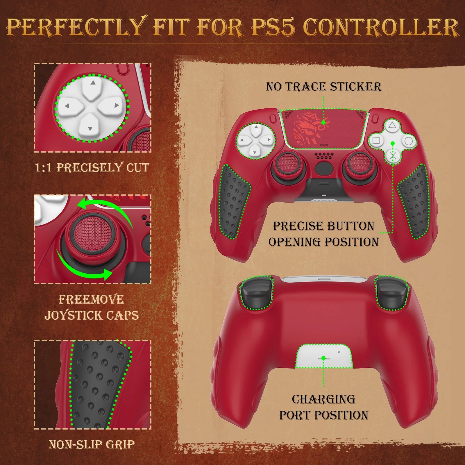 IINE "Red Dragon" PS5 Controller Skin