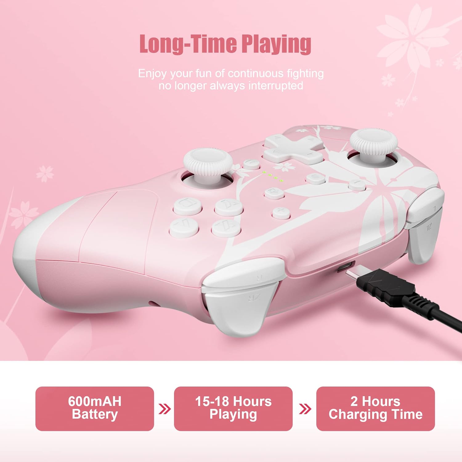 Mytrix Sakura Pink Cherry Wireless Switch Pro Controller