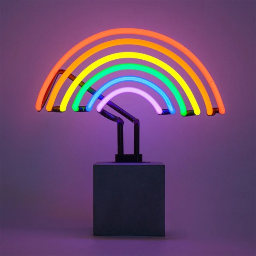 Neon Leuchtdekoration auf Betonsockel "Rainbow"