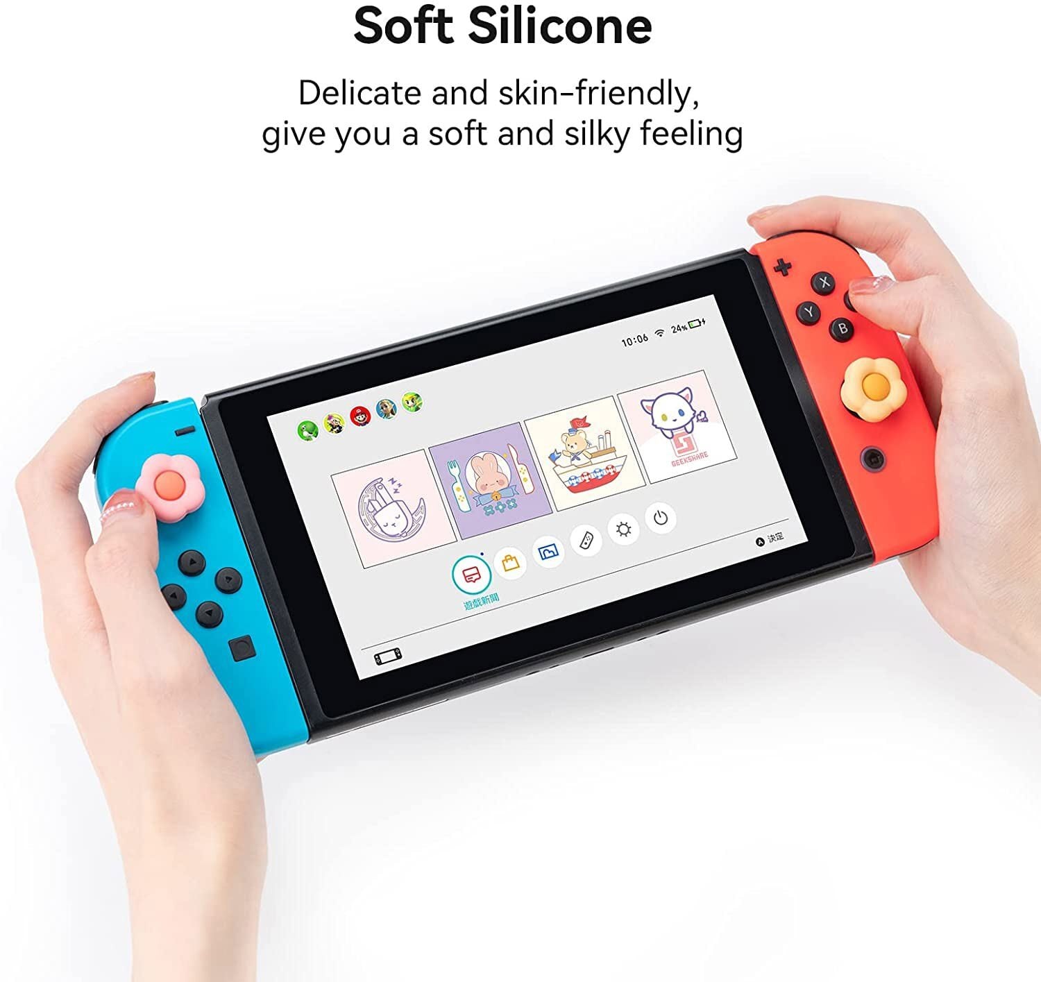 GeekShare "Bloom Heart" Thumb Grips (Nintendo Switch, OLED, Lite)