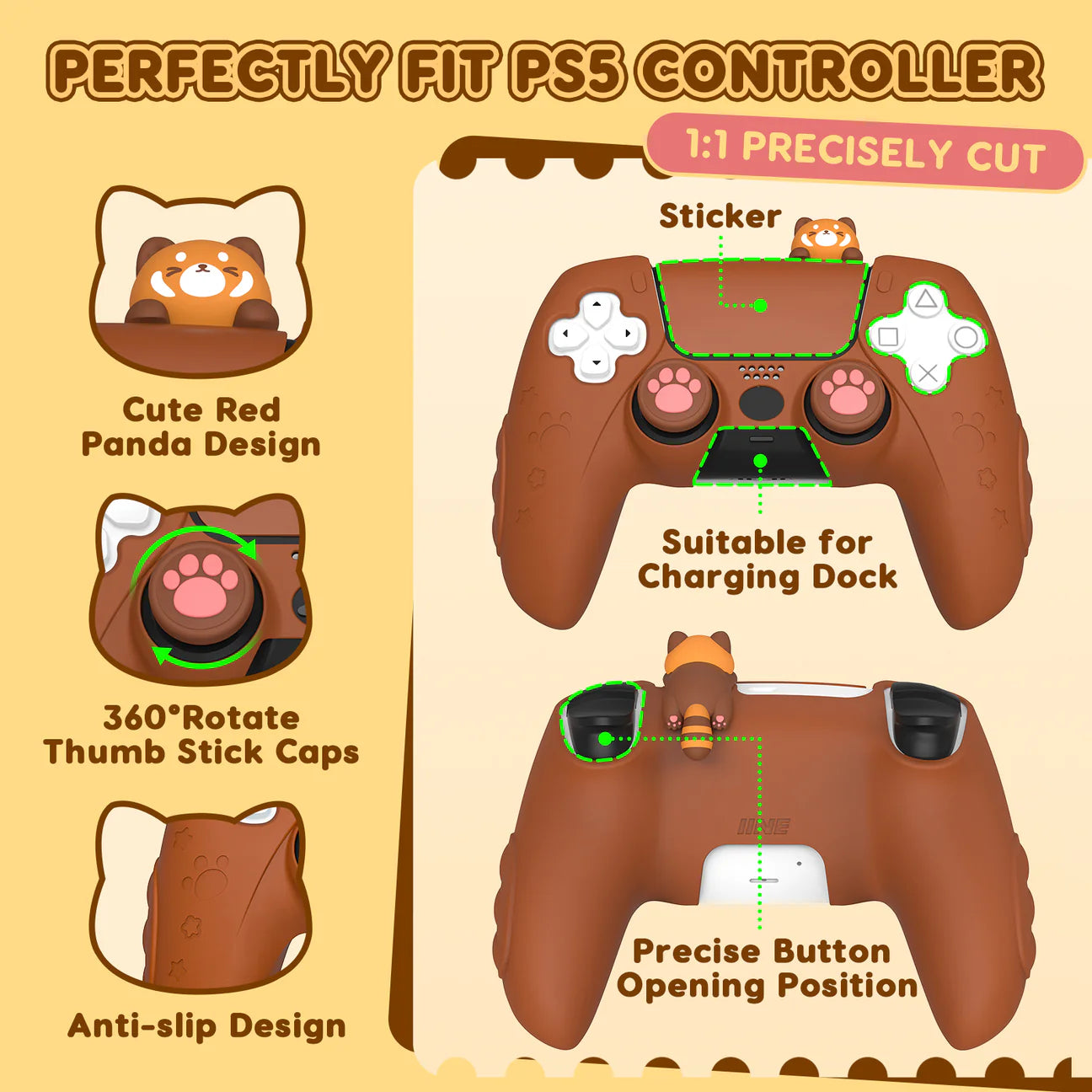 IINE "Red Panda" PS5 Controller Skin