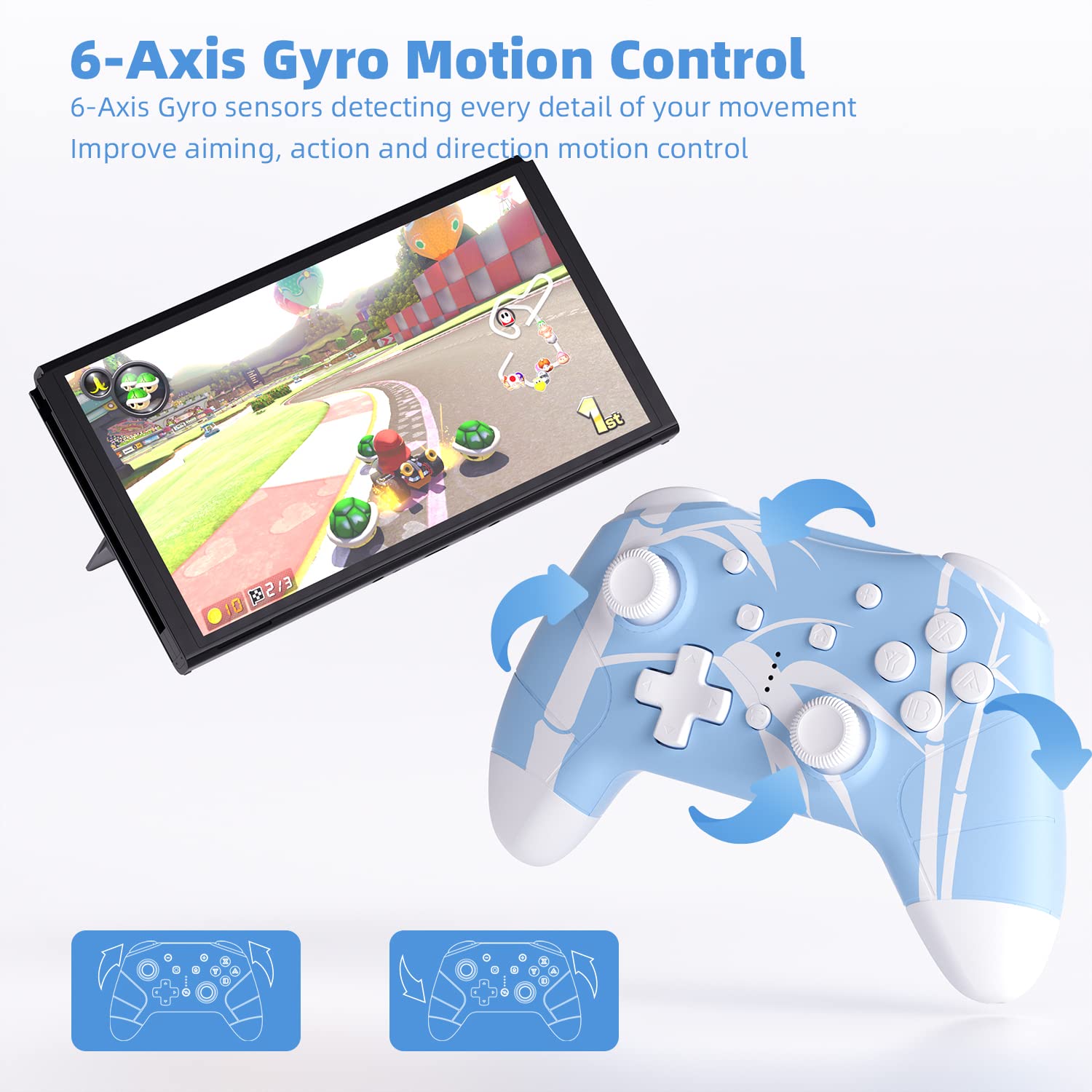 Mytrix Blue Bamboo Wireless Switch Pro Controller