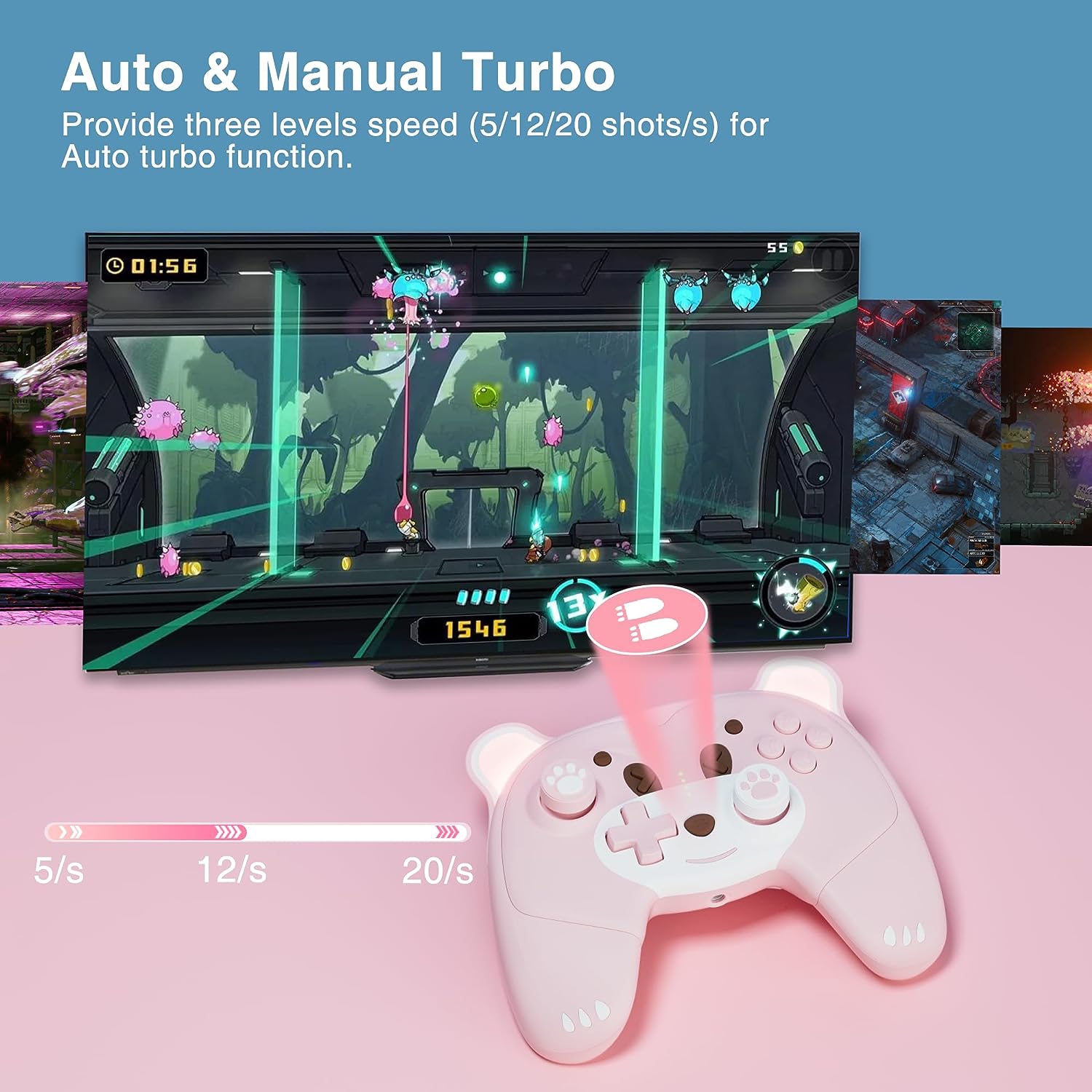 Mytrix Berry the Pink Bear Wireless Switch Pro Controller