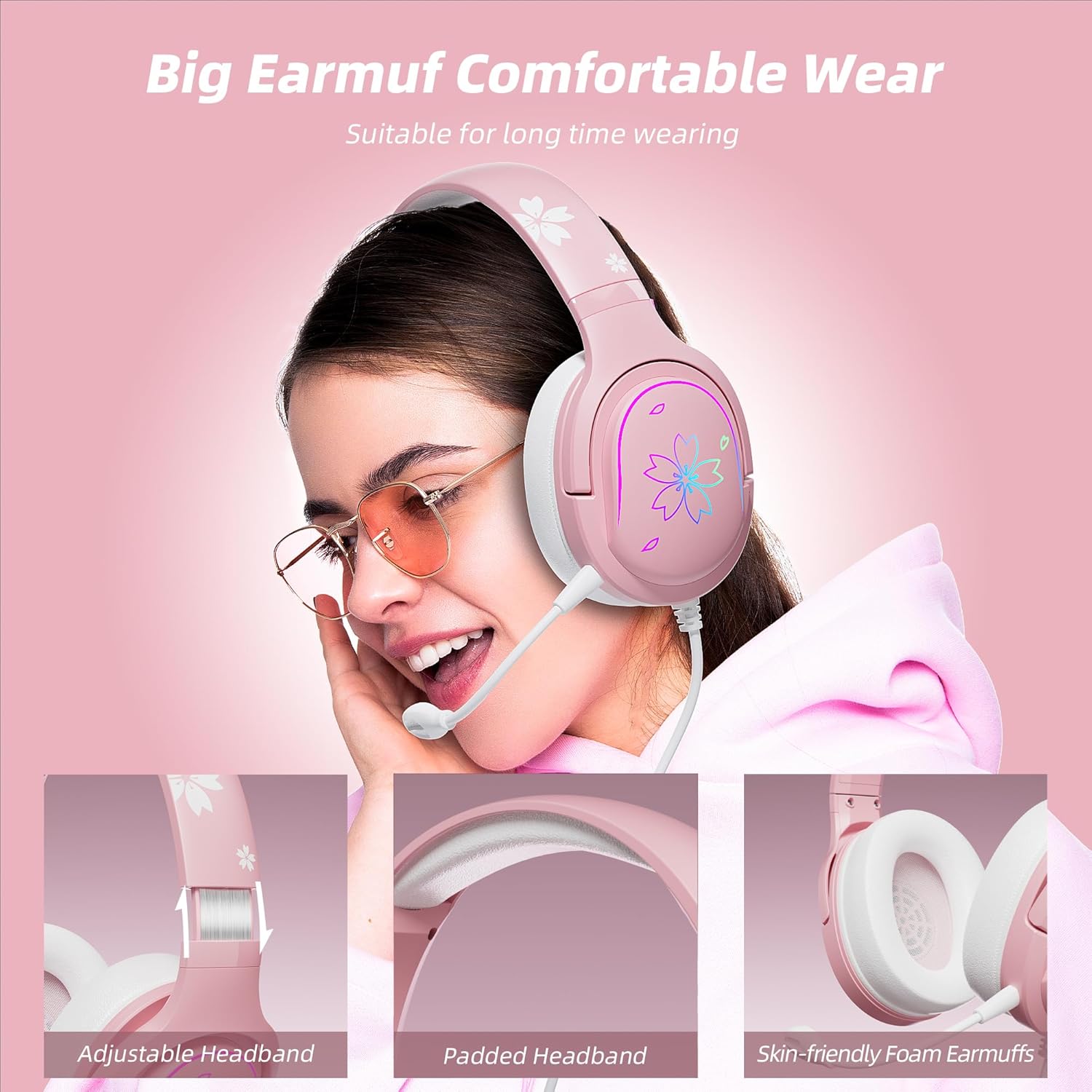 Mytrix Sakura Pink RGB Gaming Headset