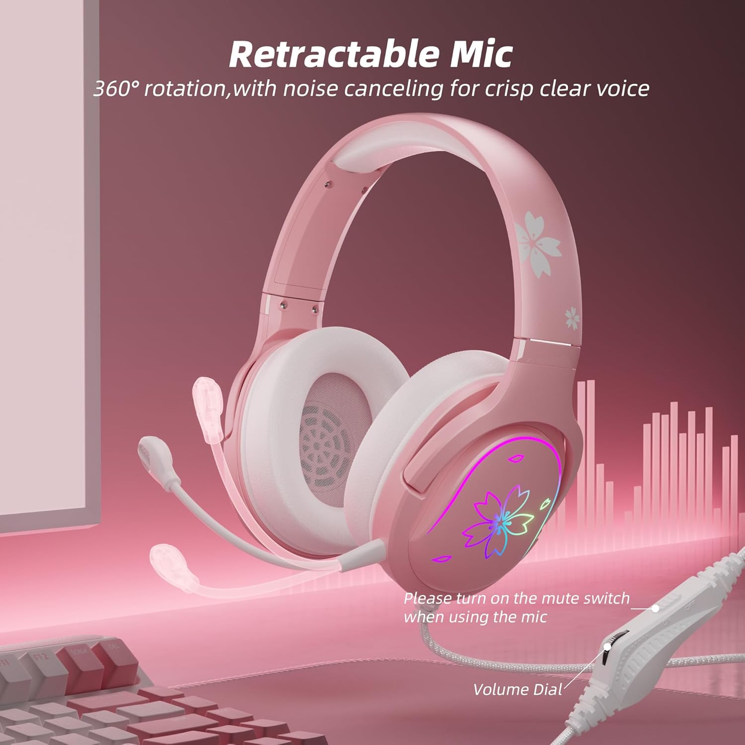 Mytrix Sakura Pink RGB Gaming Headset