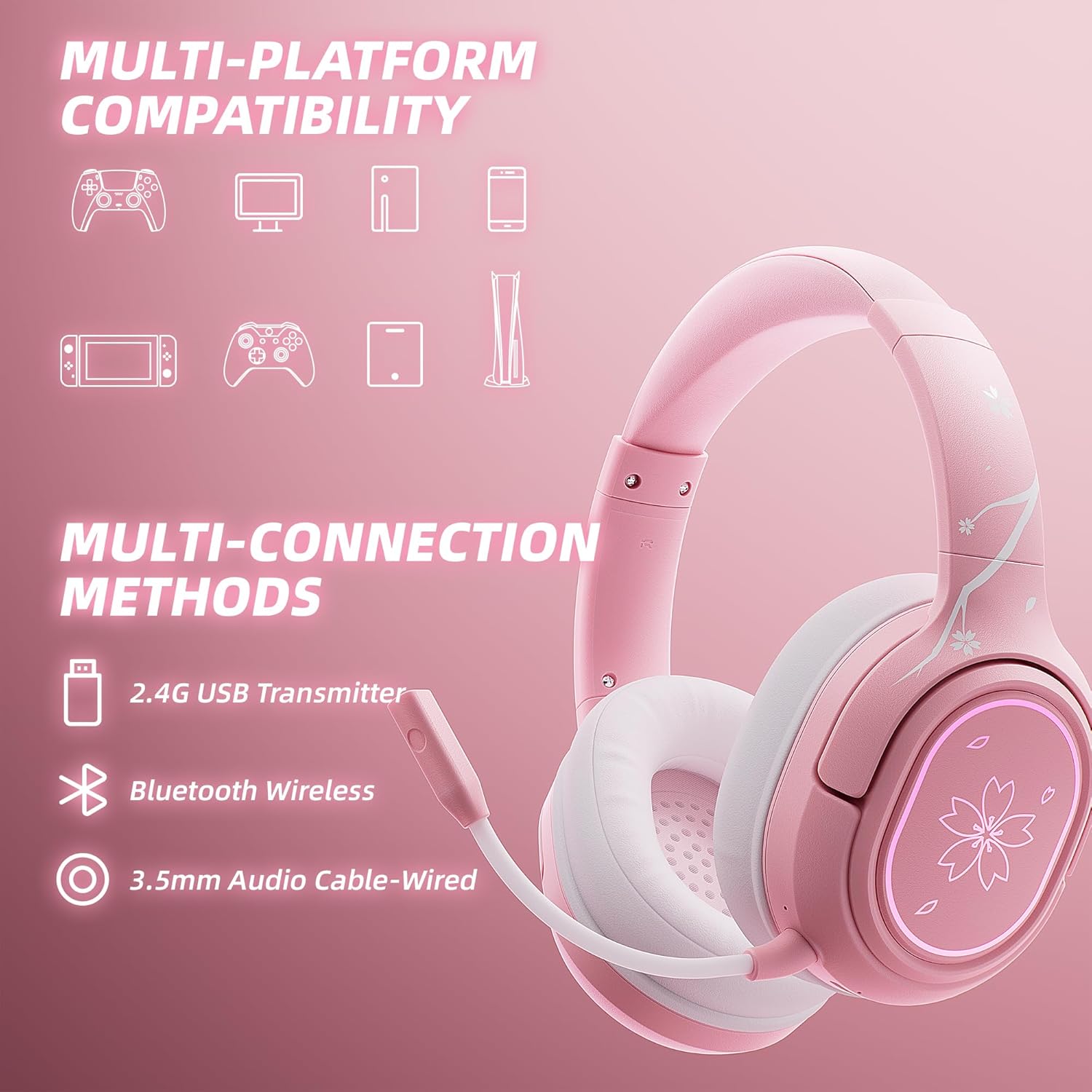 Mytrix Sakura Pink RGB Gaming Headset