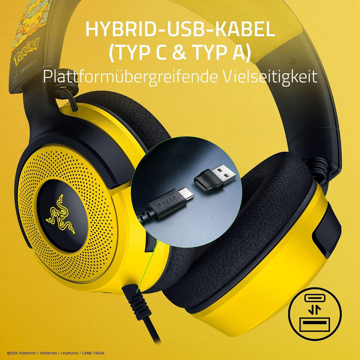Razer Kraken V4 X Gaming Headset  - Pokémon Edition Gelb