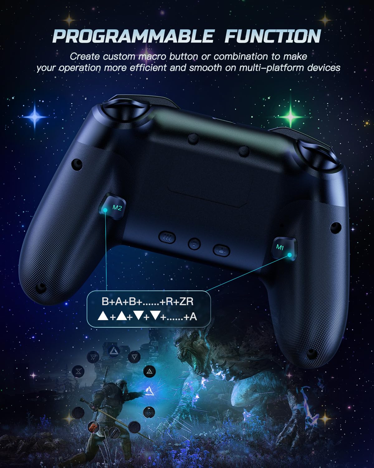 Voyee S08 Blue Star Sky Nintendo Switch Pro Wireless Controller 