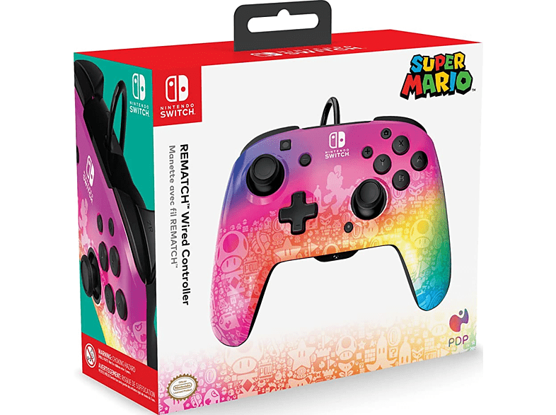 PDP Switch Controller Rematch Super Mario: Star Spectrum Pink